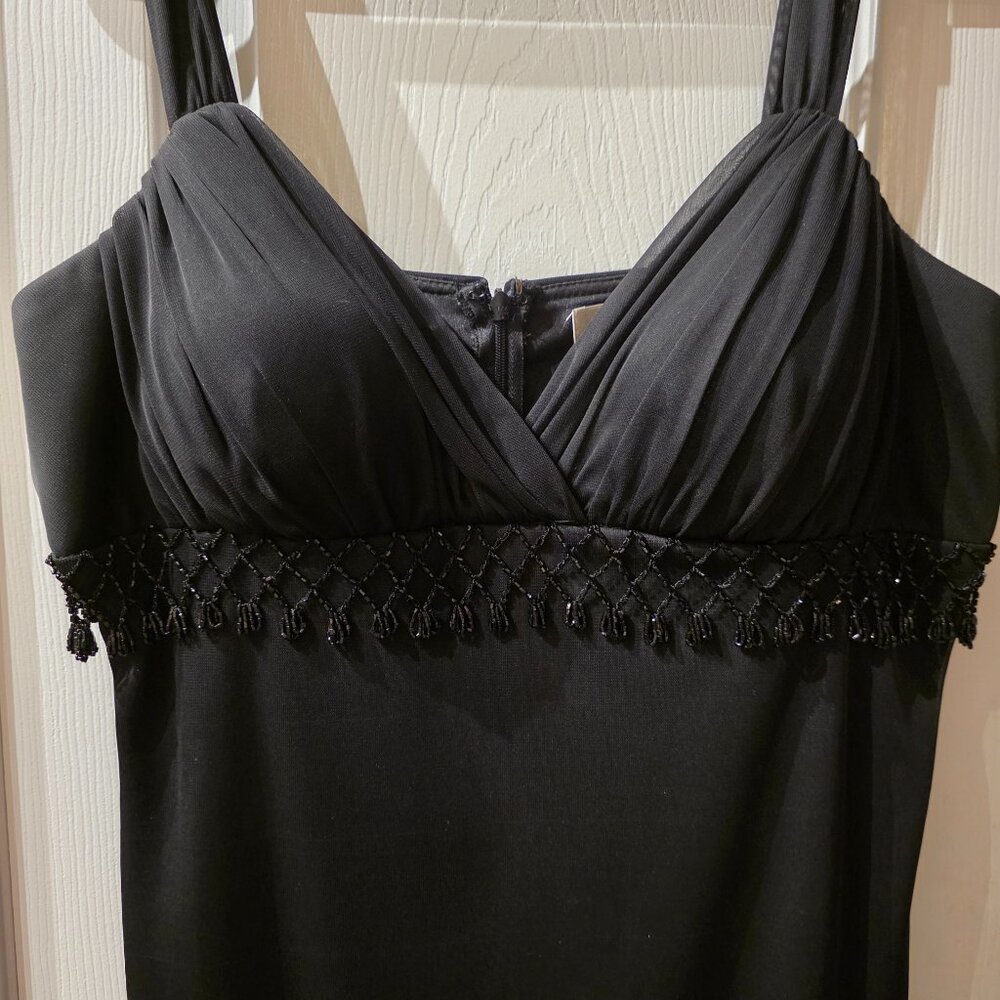 Black Cocktail Dress with Beaded Waist – Size 10
